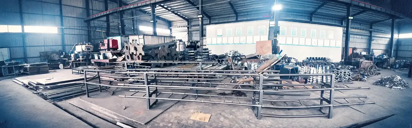 Escalera de acero instalada en una planta industrial